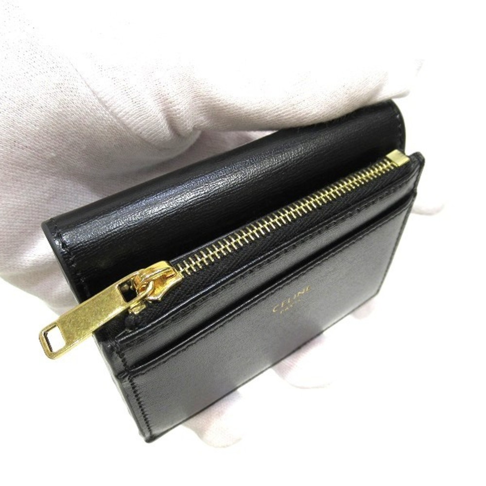 CELINE Triomphe 10I653 Wallet Tri-fold Black/Silver - Picture 9 of 9